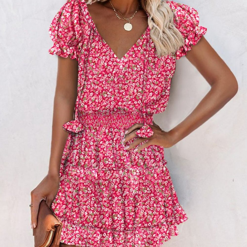 Gorgeous Pink, short sleeve dress!